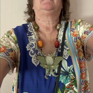 24” Unique Green Luna Moth Necklace with Earrings